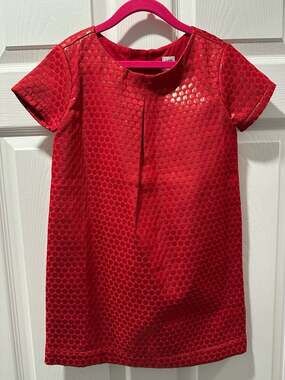 Gap Kids Red Metallic Jacquard Polka Dot Party Dress Size S (6-7)